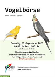 Vogelbörse am 23. September in Wallisellen ZH
