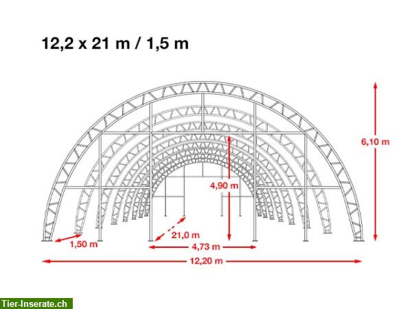Bild 9: 2 Rundbogen Zelthalle mit Fachwerk 12,2m x 21m x 6,1m