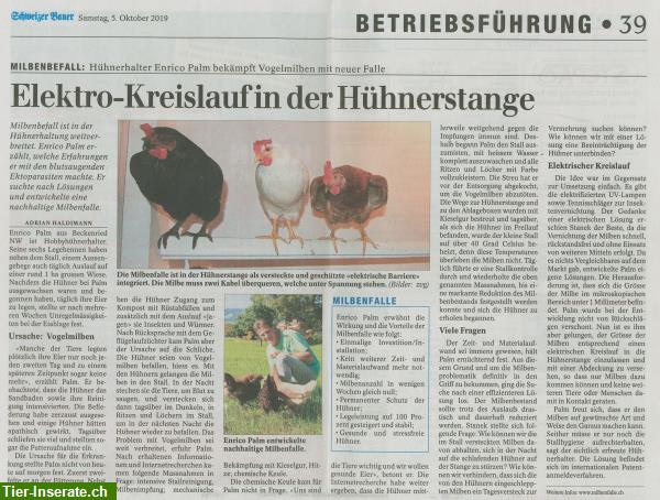 Bild 4: Hühnerstange mit Milbenfalle - Lösung für Hühner gegen Vogelmilben