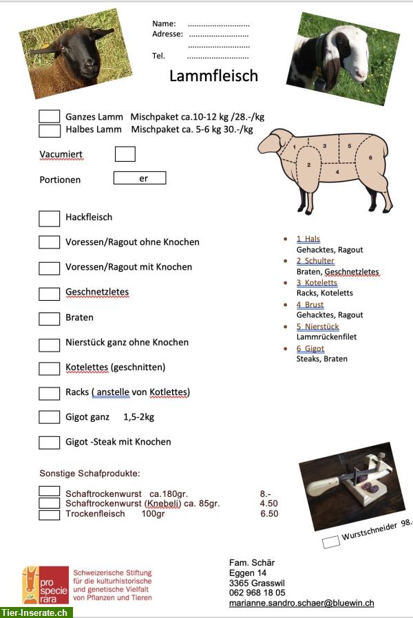 Lammfleisch direkt ab Hof zu verkaufen