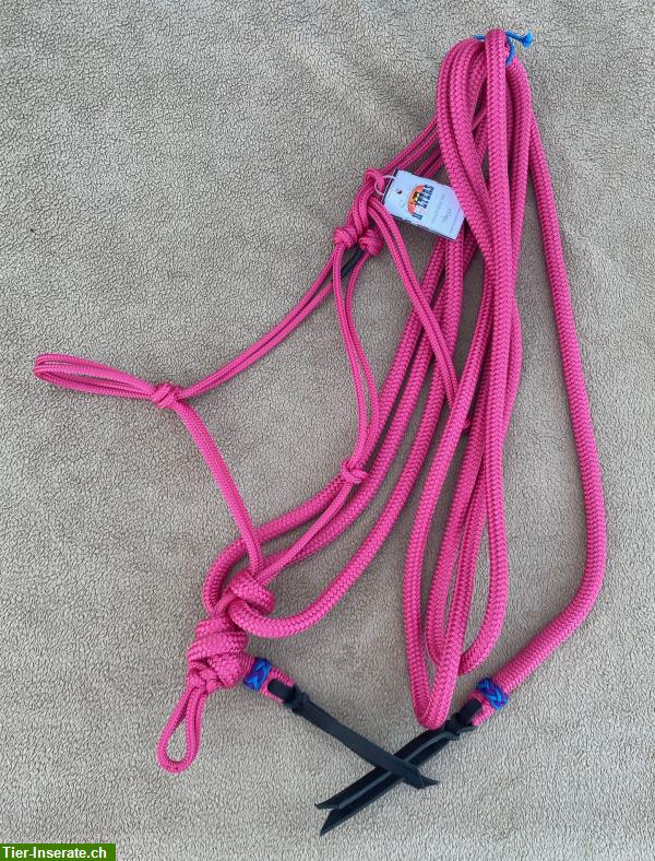 Knotenhalfter Mecate Zügel in fuchsia, Made in USA!