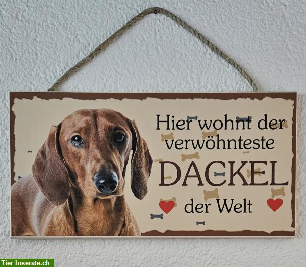 Bild 3: Hunde Holzschild Dackel mit Kordel zum Aufhängen