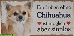 Hunde Holzschild Chihuahua mit Kordel zum Aufhängen