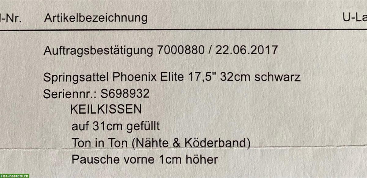 Bild 8: Springsattel Stübben Phoenix Elite, Sitz 17.5'', 32cm, schwarz