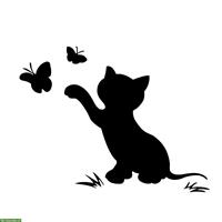 «Kätzchen mit Schmetterlingen» 16 x 12 cm Aufkleber für Auto oder Vespa