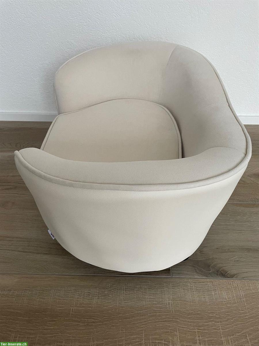 Bild 4: Exklusives Hundesofa Creme 69x49x40cm Leder / Plüsch