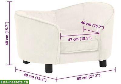 Bild 5: Exklusives Hundesofa Creme 69x49x40cm Leder / Plüsch