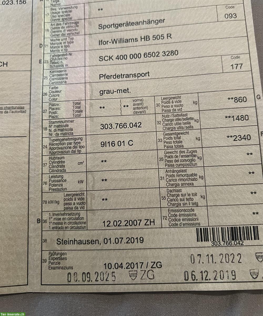 Bild 4: 2er Pferdeanhänger Ifor Williams frisch ab MFK