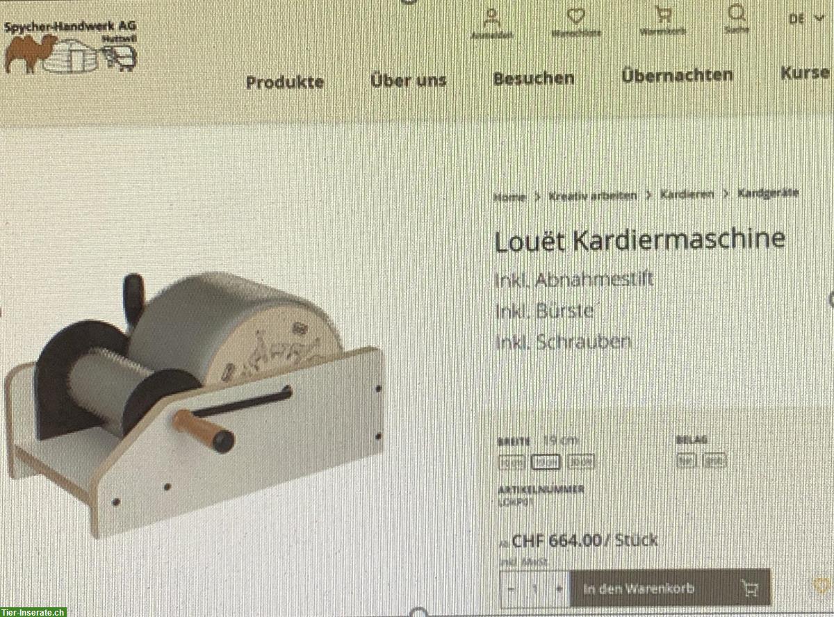 Bild 5: Kardiermaschine Louët - neuwertig unbenutzt - Wolle Schafe