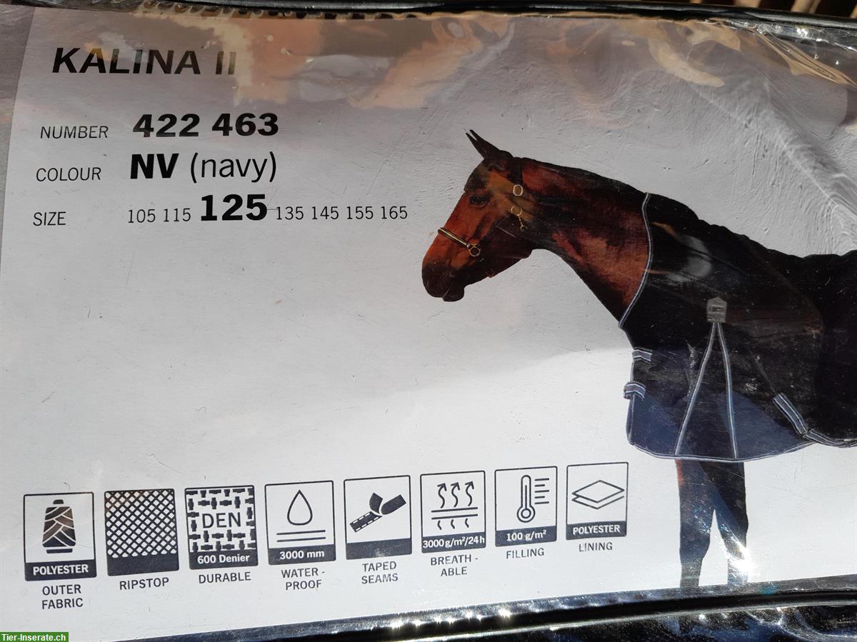 Bild 2: NEU: Pferdedecke Outdoor, 125cm, 100g, mit Brusterweiterung