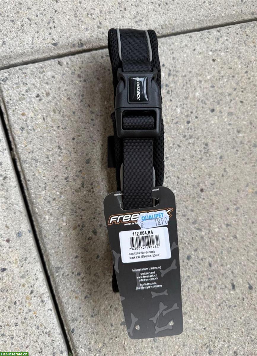 Bild 3: Schwarzes Hundehalsband, XXL 55-60cm / Breite 25mm