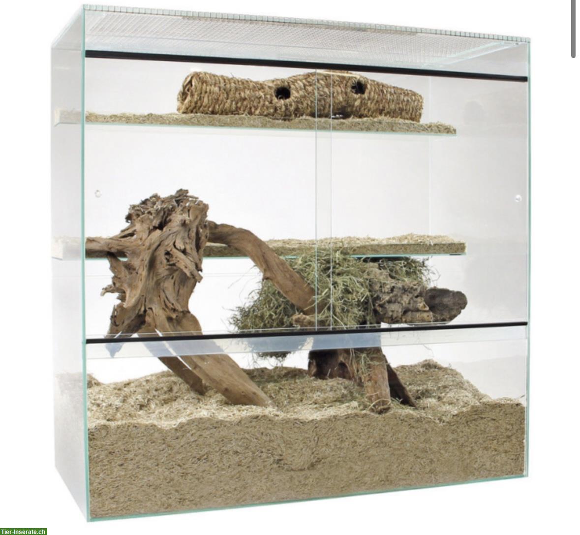 Nager Terrarium 120x60x120cm mit 2 Glas Etagen