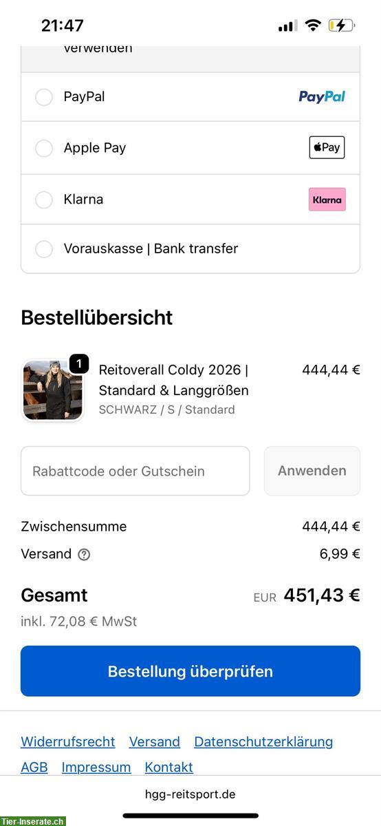 Bild 6: HGG Coldy Reitoverall 2026 schwarz, Gr. S, NEU