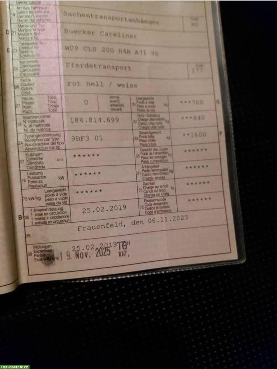 Bild 6: Pferdeanhänger Bücker Careliner S 1.5er, ab MFK