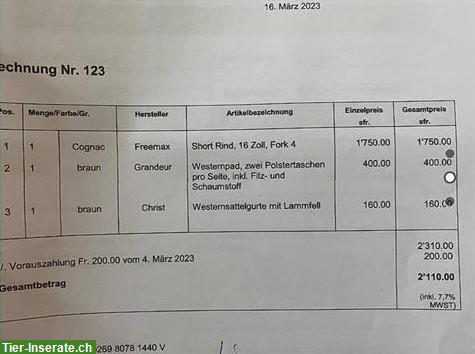 Bild 2: Westernsattel Freemax 16 Zoll, short, baumlos