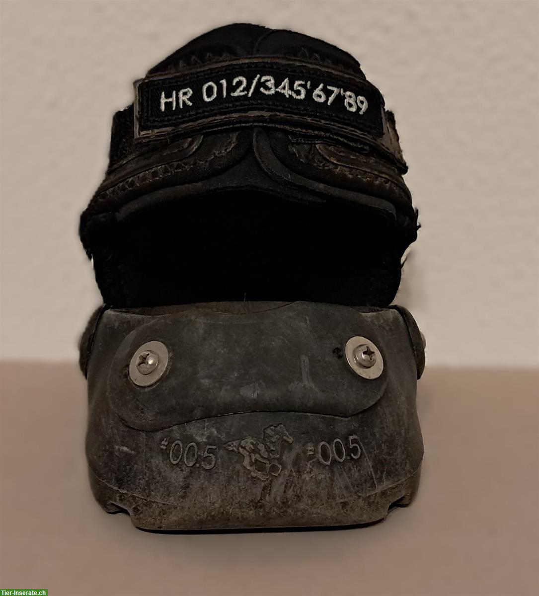 Bild 5: Stickerei-Abzeichen "MINI", Hufschuhbeschriftung mit Telefon-Nr.