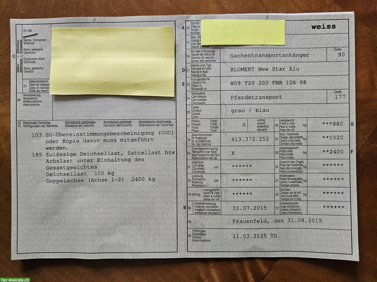 Bild 5: 2er Pferdeanhänger Blomert, ALU mit Sattelkammer