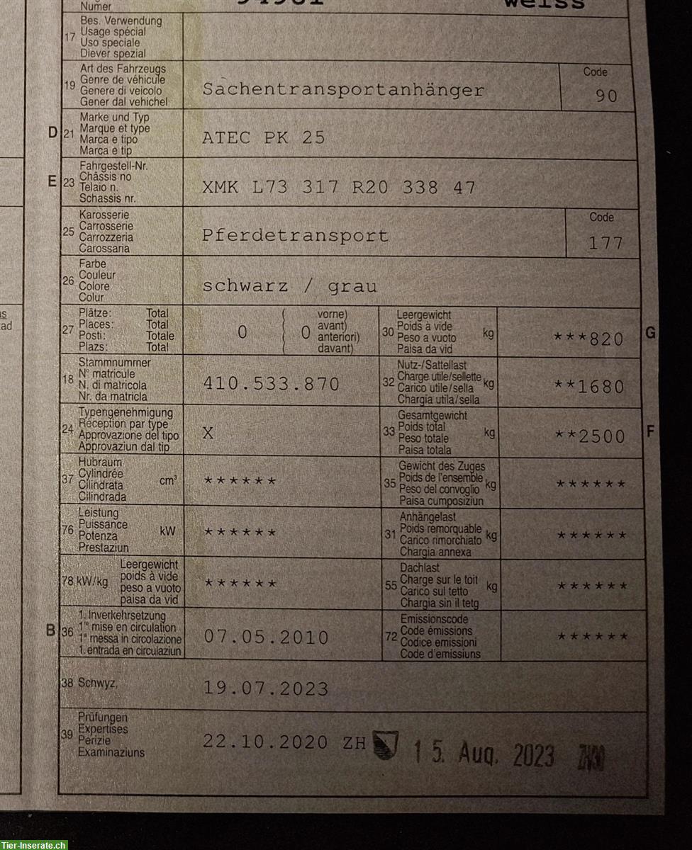 Bild 7: Pferdeanhänger Atec Olympialine XL für 2 Pferde