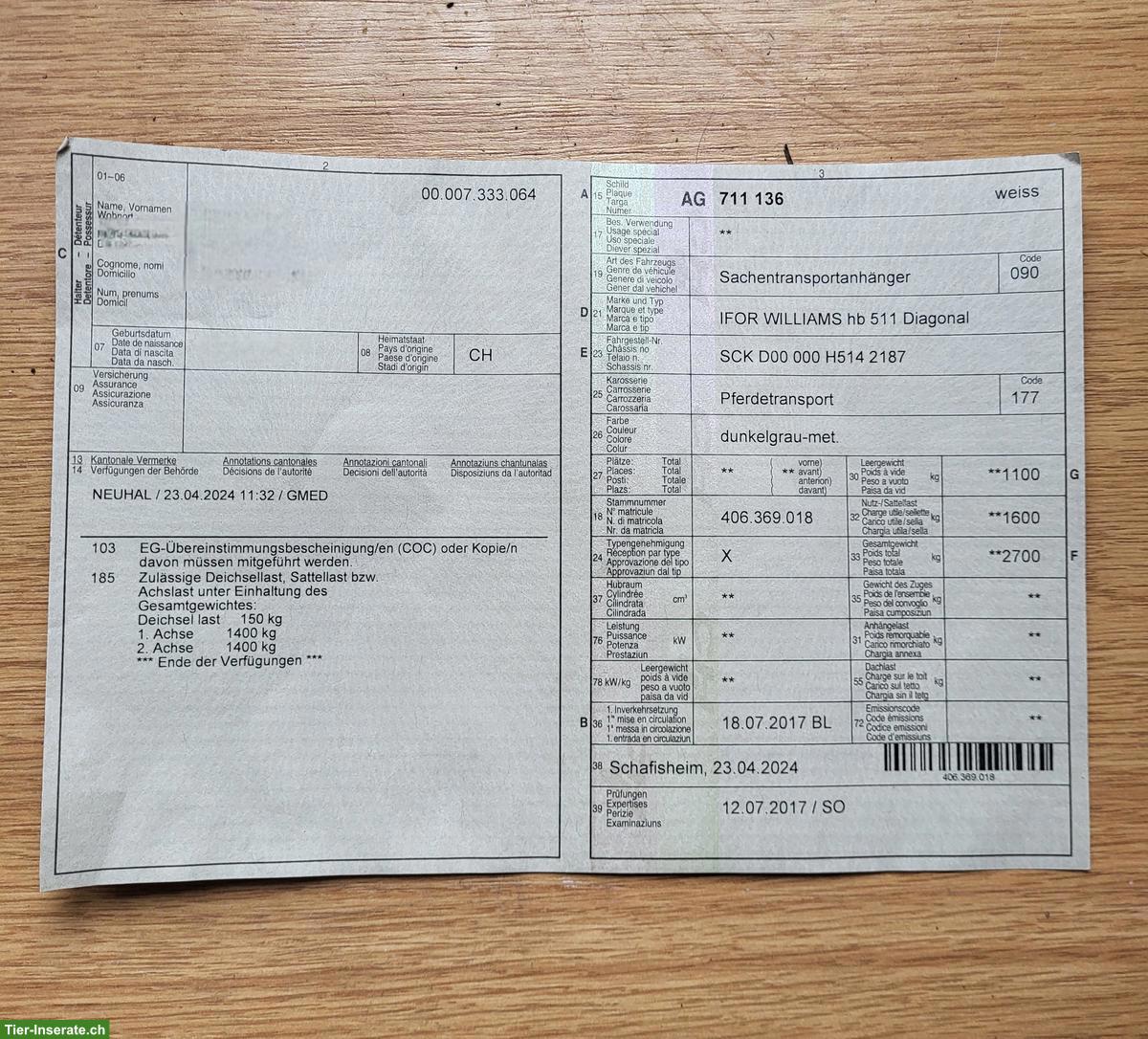 Bild 2: Pferdeanhänger Ifor Williams HB511 Diagonal