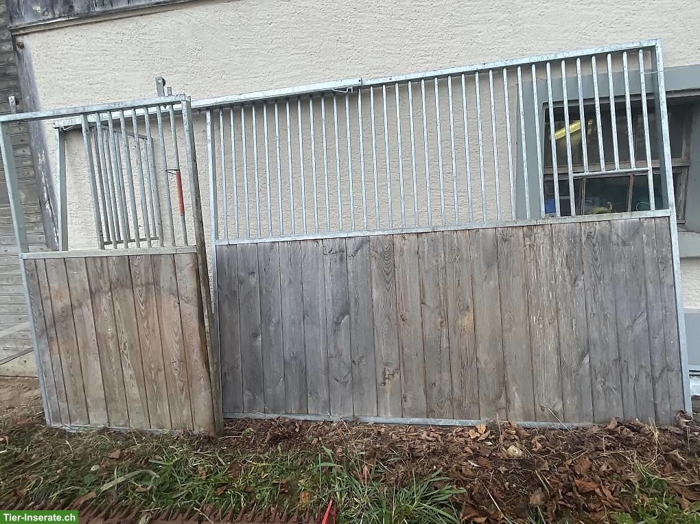 Pferde-Boxenwand mit Schiebetür, 4m breit, verzinkt