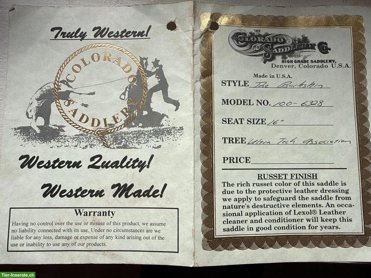 Bild 7: Colorado Saddlery Westernsattel mit Zertifikat, 16 Zoll