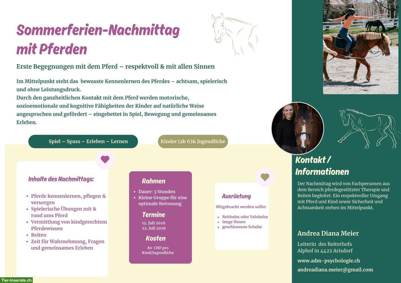 Sommerferien-Kurs mit Pferden für Kinder