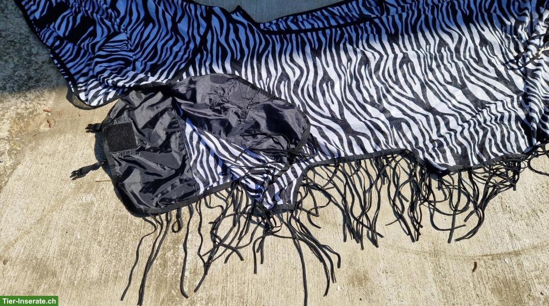 Bild 2: Zebra Ausreitdecke Netzdecke mit Fransen 145cm
