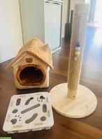 Katzenzubehör Set: Kratzbaum, Katzenhaus & Spielplatte