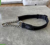 Hundehalsband mit Kette XL, schwarz