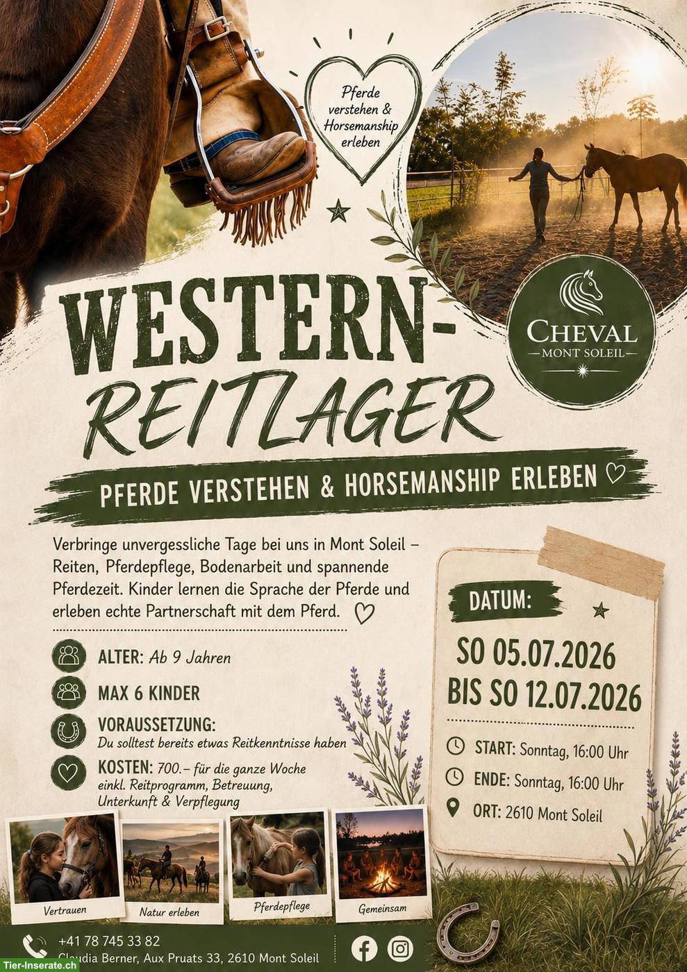 Reitcamp Westernreiten für Kinder im Jura
