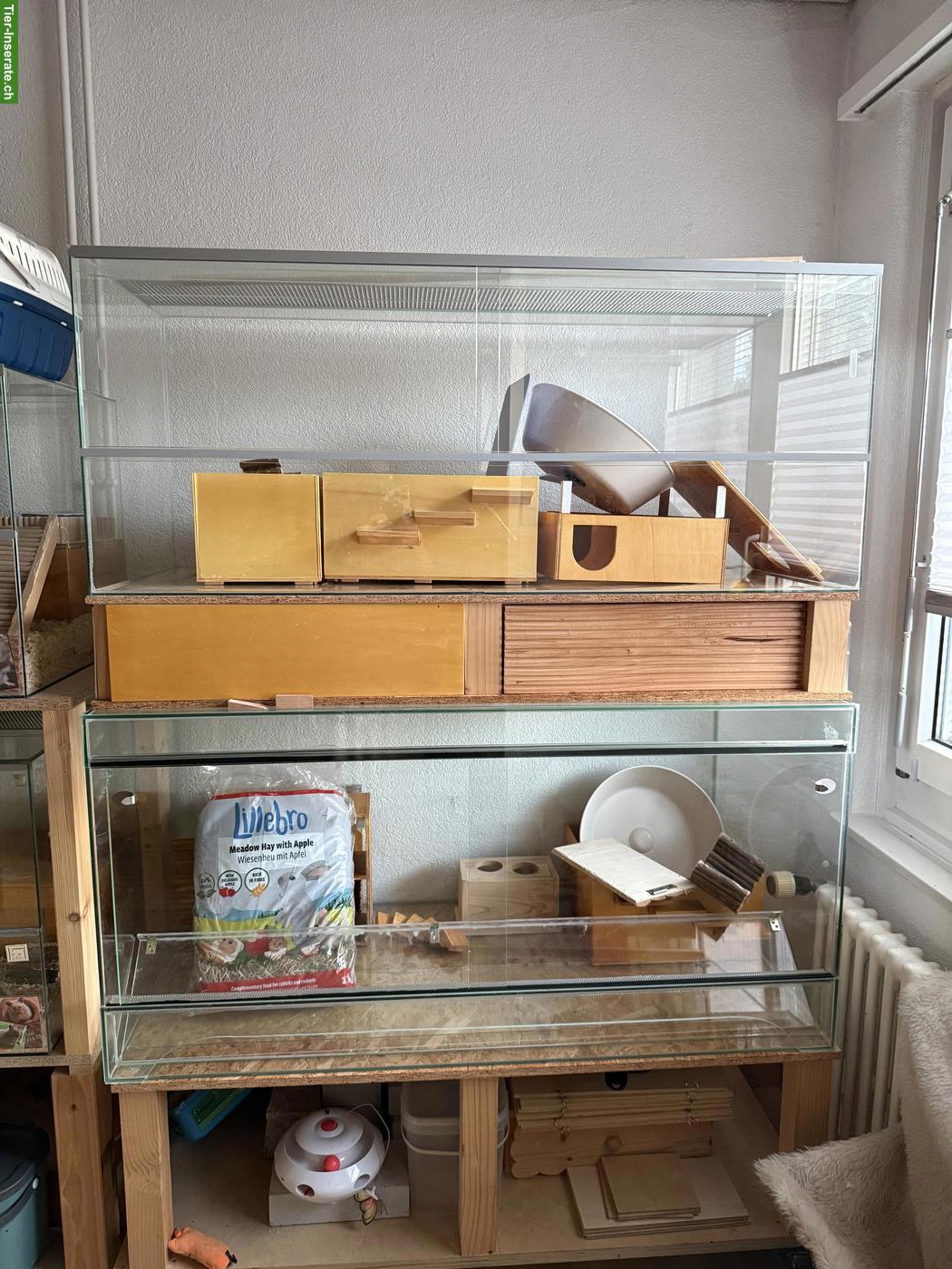 2 Nager-Terrarien inkl. Möbel zu verkaufen