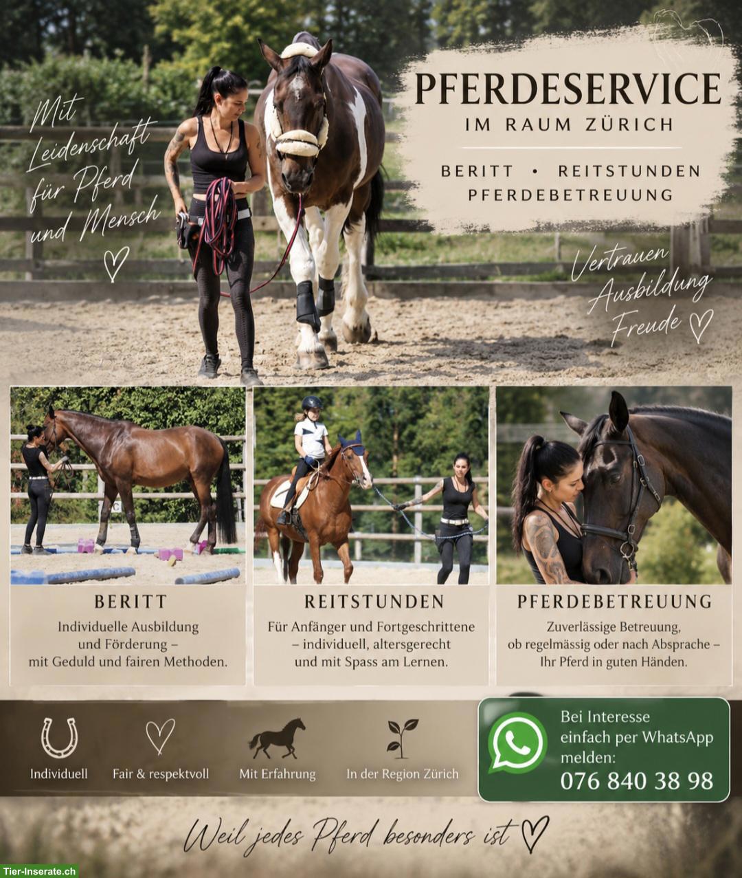 Beritt & Pferdebetreuung im Zürcher Oberland