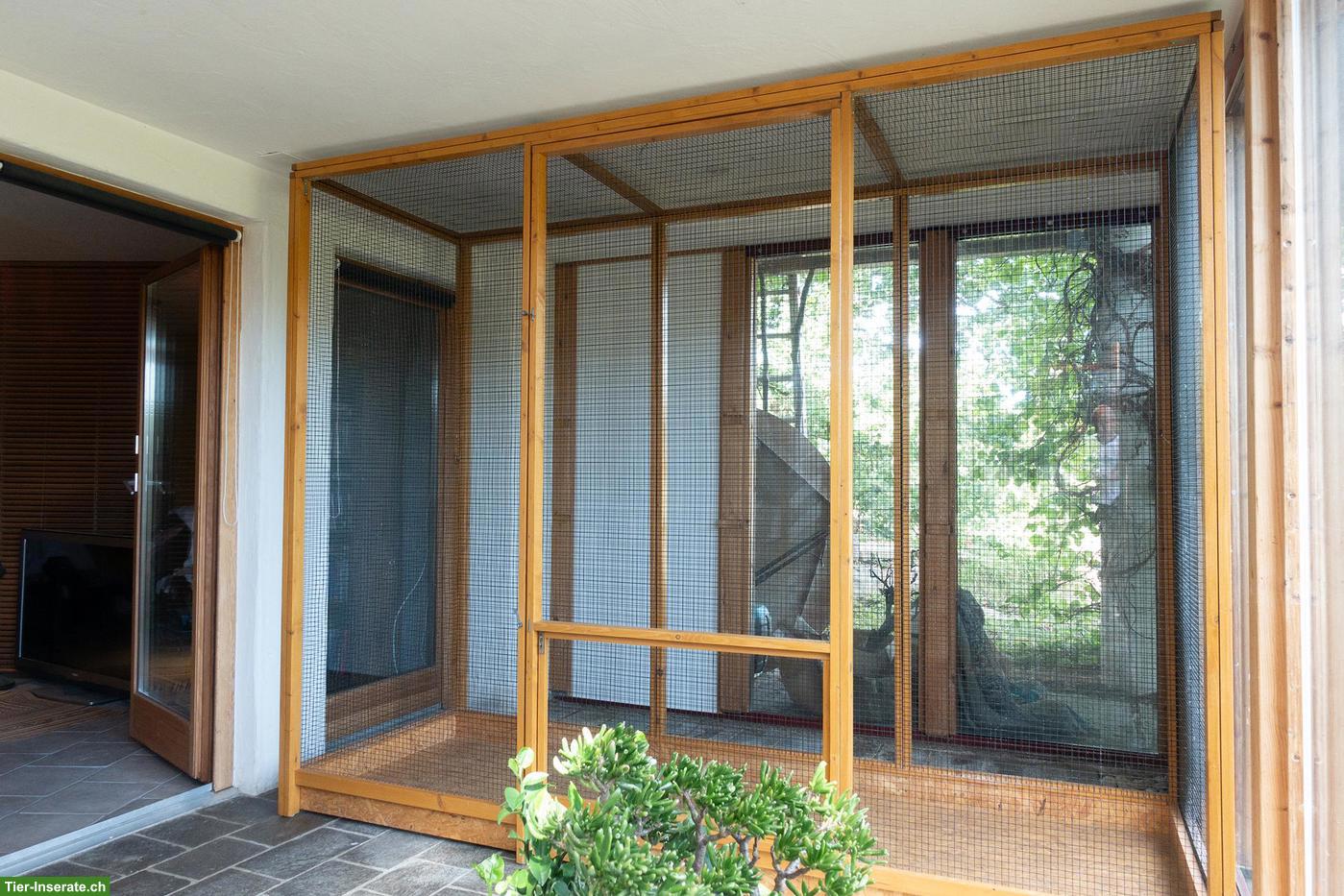 Vogelkäfig aus Holz und Metallgitter zu verkaufen