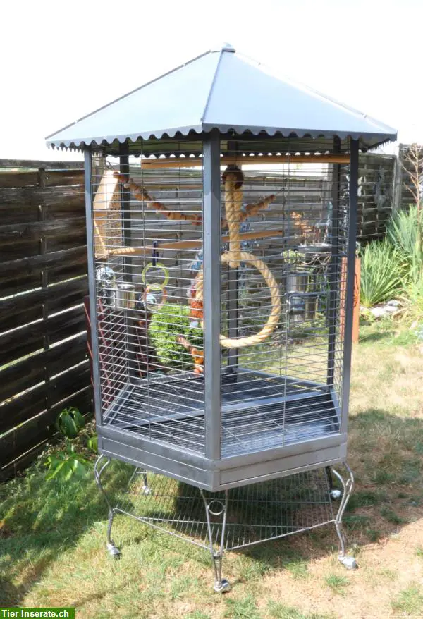 Grosse 6-eckige Voliere / Vogelkäfig für Papageien...