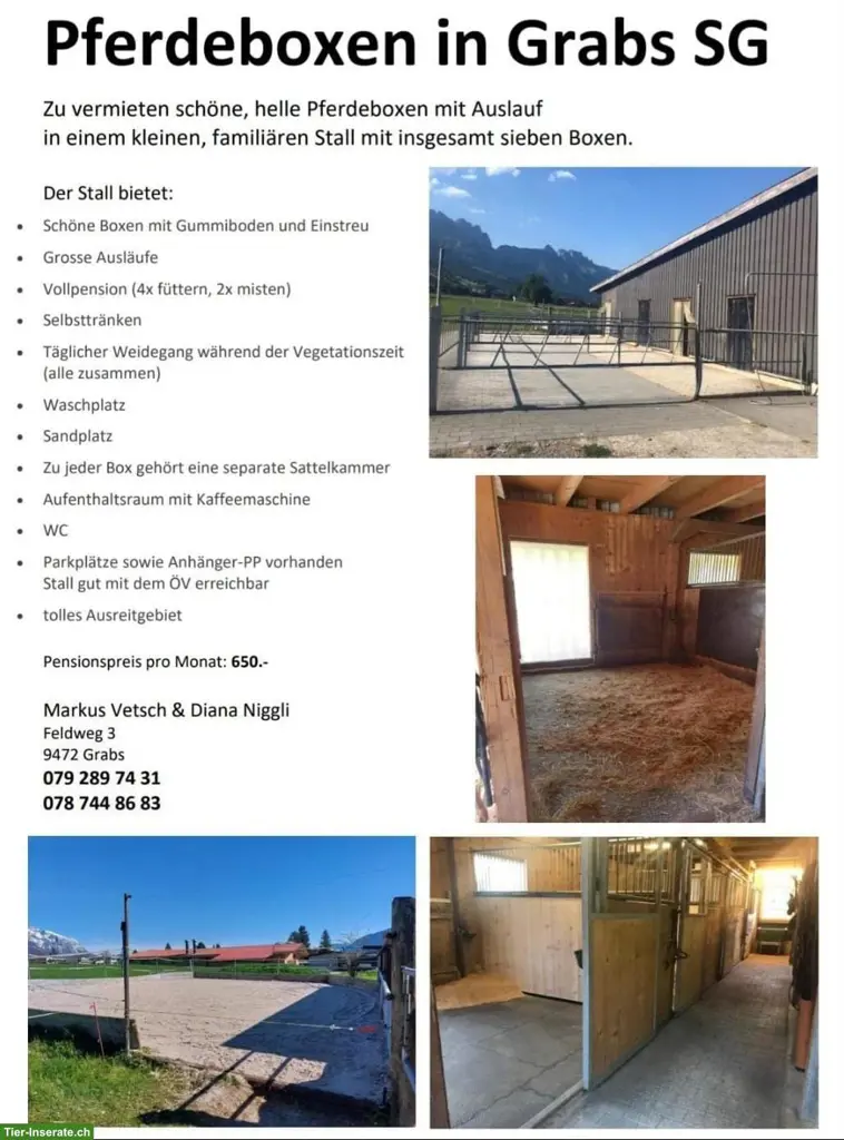 Schöne Pferdeboxe mit Auslauf in 9472 Grabs SG