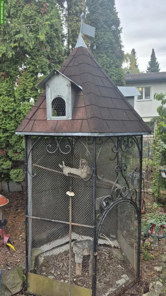 Grosse 6 Eck Voliere, Durchmesser 1.25m, Höhe ca. 3m