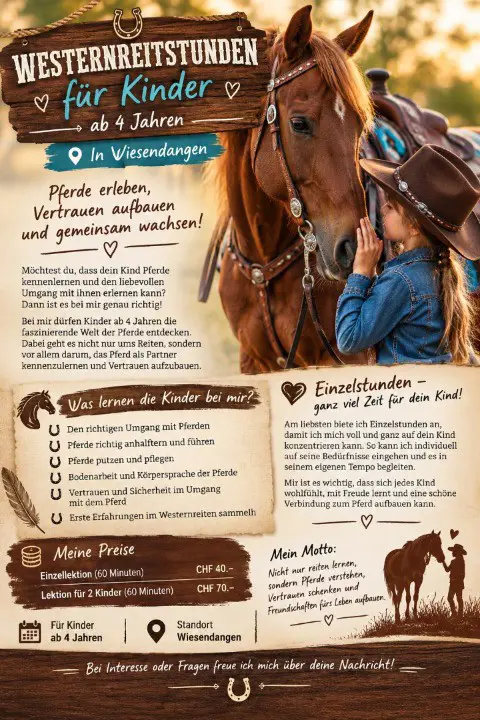 Biete Westernreitstunden für gross und klein