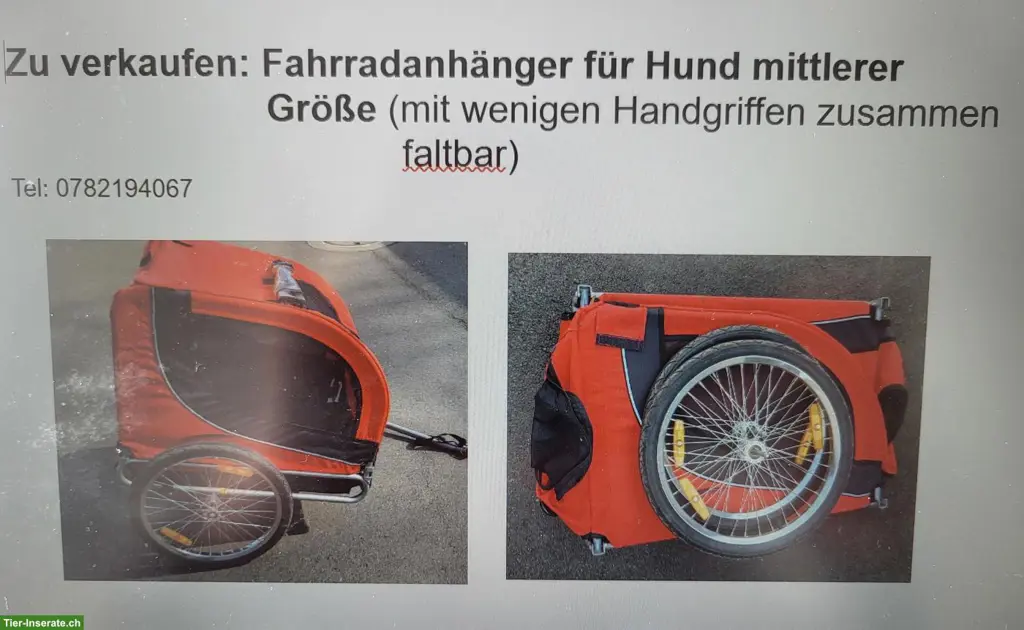 Veloanhänger für Hund zu verkaufen