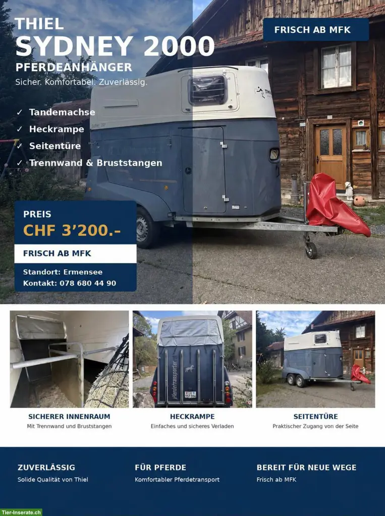 Thiel SYDNEY 2000 Pferdeanhänger frisch ab MFK